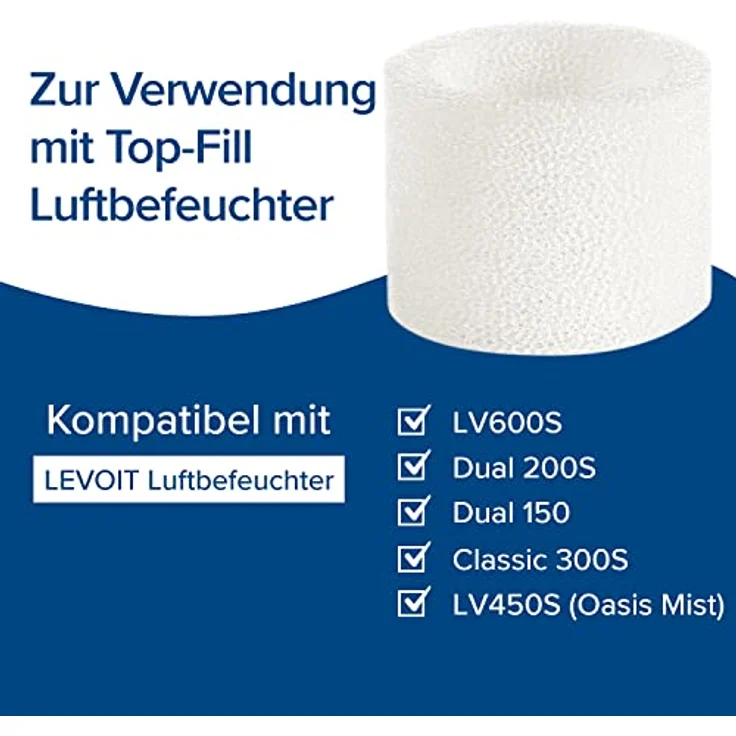 Levoit Luftbefeuchter Ersatzfilter Fängt feine Partikel im Wassertank auf, um die Befeuchtungseffizienz zu verbessern, kompatibel mit Dual150, Dual200S, Classic300(S), LV600S, Weiß, 10 Pack – Bild 2