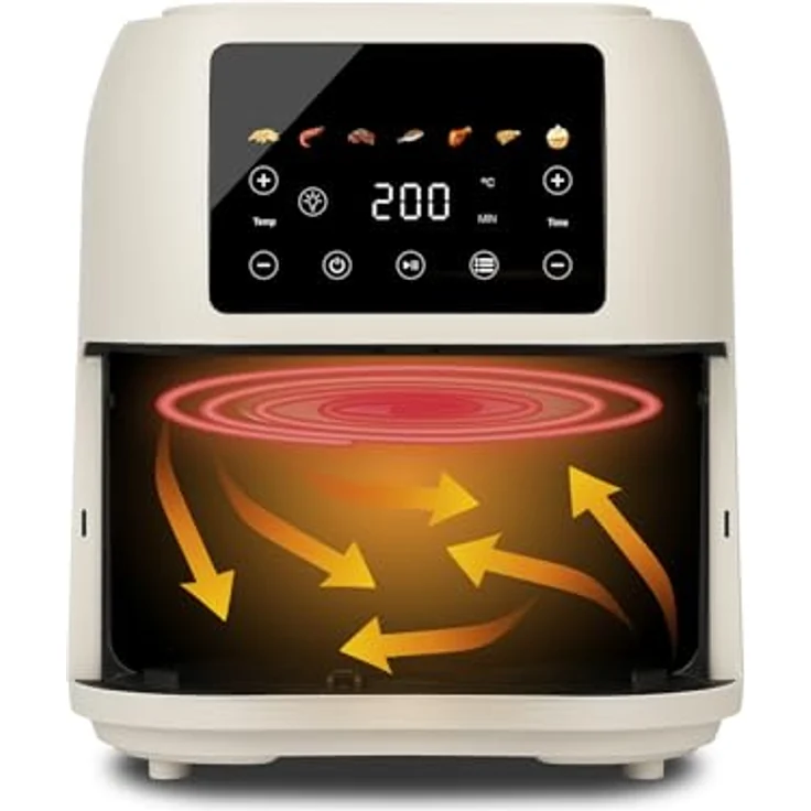 Girmi FG9201, Heißluftfritteuse mit 8 l Fassungsvermögen, 200 °C, digitalem Touch-Display, 1700 W – Bild 4