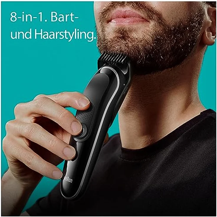 Braun All-In-One Bartpflege Bodygroomer Set, 8-in-1 Barttrimmer, Trimmer/Haarschneider Herren, Haarschneidemaschine, wasserdicht, 80 Min. kabellose Laufzeit, Geschenk Mann, MGK3440 – Bild 2