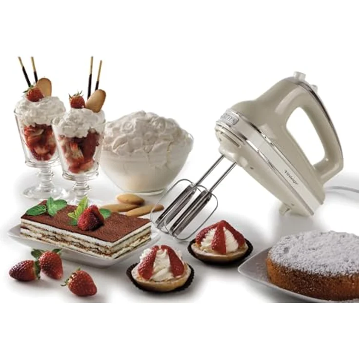 Ariete 1548 Handmixer Vintage, 450 W, 5 Geschwindigkeiten, Turbo-Funktion, 2 Schneebesen, Beige – Bild 5
