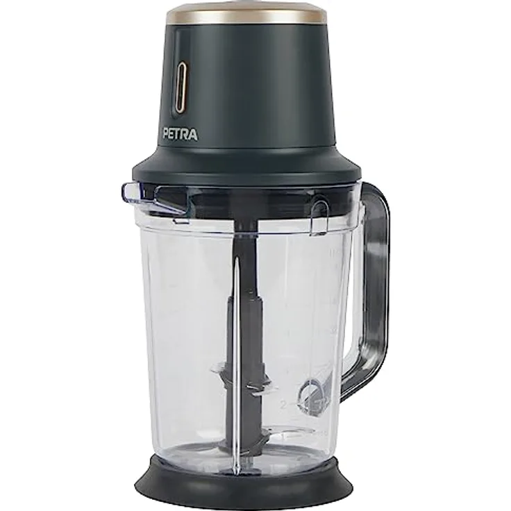 Petra PT5393BGRYVDE, kabelloser Kannenmixer & Deckel – wiederaufladbarer 10,8V-Akku, 2 Geschwindigkeiten, BPA-frei, 1,5L, Zerstoßen Sie Eis, Edelstahlklinge, rutschfester Sockel, Misst ml/l/Becher/oz