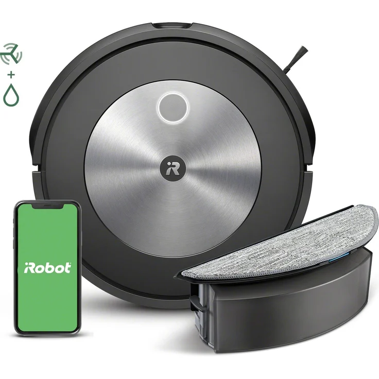 iRobot Roomba Combo j5, Saug- und Wischroboter für Trocken- und Feuchtreinigung, Schwarz, Grau