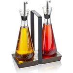 Gefu Essig-/Öl-Menage X-Plosion, Schwarz, aus Akazie und Edelstahl, 8.1x23x17.5 cm, zum Stellen, für Tischkultur & Servieren