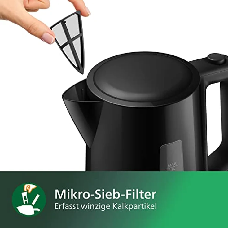 Philips HD9318-20 Wasserkocher Serie 3000, 1,7l, Federdeckel, LED-Anzeige, schwarz – Bild 4