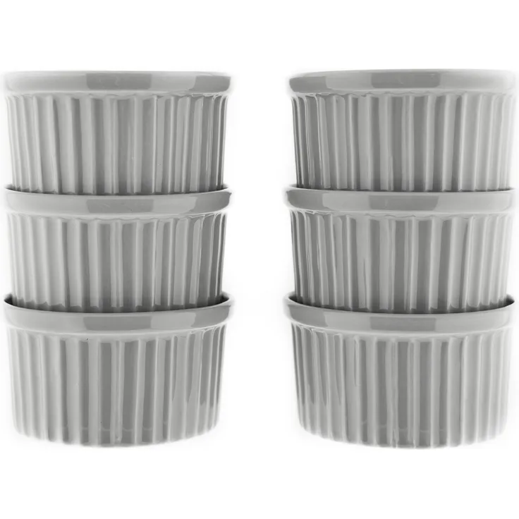 Almina Muffinform 6 Teiliger Muffinform-Set Schale aus Porzellan Rund 180 ml, elegant geriffeltes Design