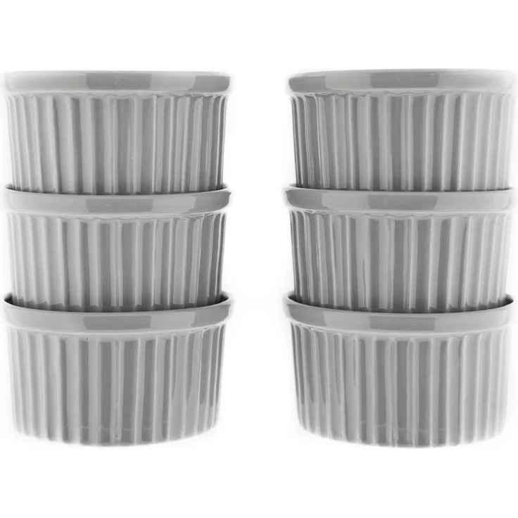 Almina Muffinform 6 Teiliger Muffinform-Set Schale aus Porzellan Rund 180 ml, elegant geriffeltes Design