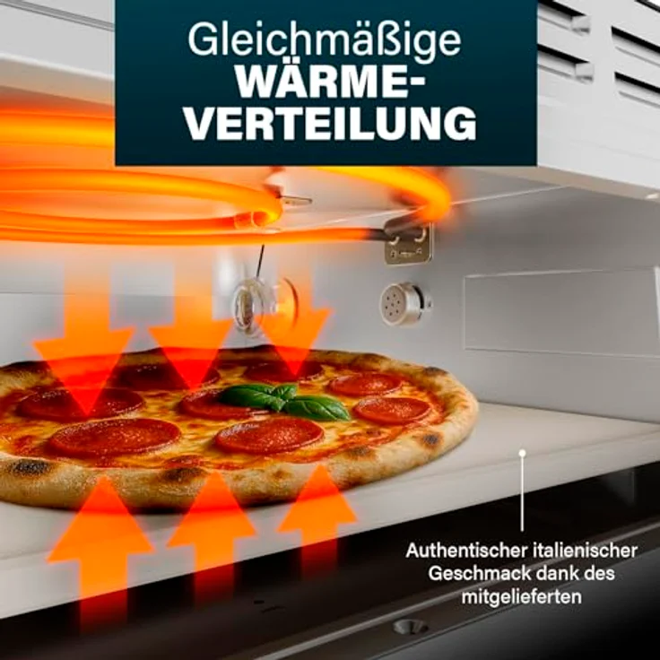 Princess Pizzaofen Pro Max 15L, 400°C, 2100W, digitales Bedienfeld mit Timer, abnehmbarem Pizzastein, für Innen und Außenbereich – Bild 7