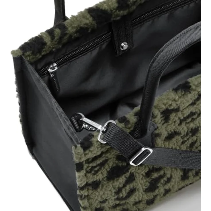 reisenthel daily shopper XS, Einkaufshilfe aus flauschigem Teddy-Material mit Leo-Print, Olivgrün, 4 l – Bild 4
