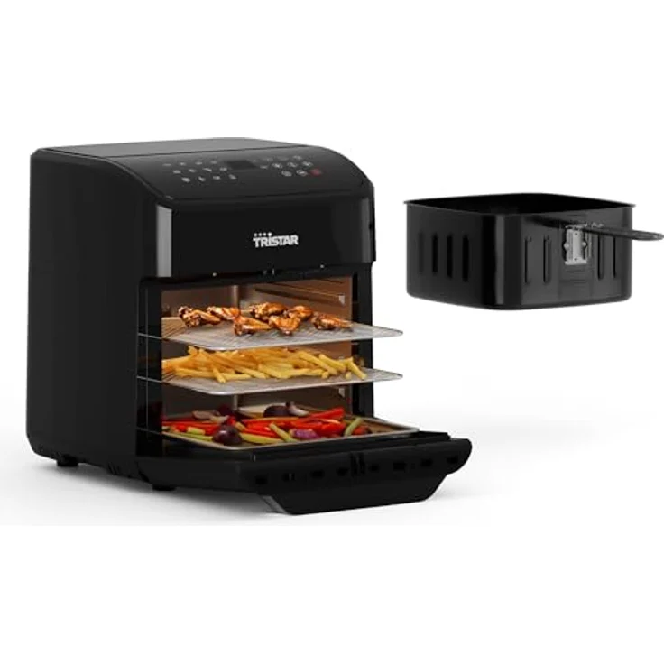 Tristar FR-9065 Mini Backofen & Heißluftfritteuse, 2-in-1-Airfryer, BPA-frei, 12 L, 12 Programme, Sichtfenster, 1800 W, Schwarz – Bild 1