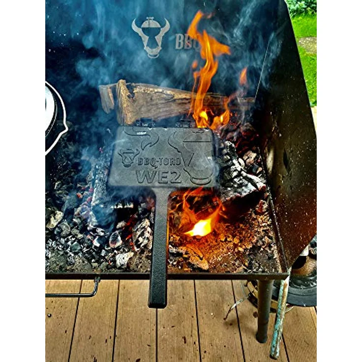 BBQ-Toro Waffeleisen I Sandwicheisen I Waffle + Pie Iron | rechteckige Doppelform aus Gusseisen, schwarz - bereits eingebrannt I Waffelmaker – Bild 3