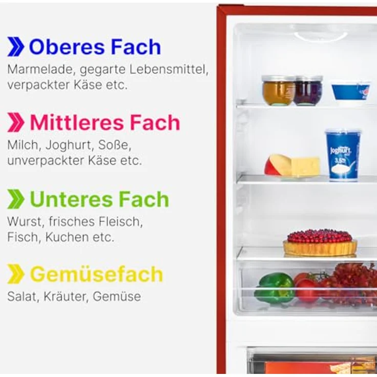 Bomann KG 320.2 W Kühl-Gefrierkombination, freistehend, rot, Breite 49.5 cm, Energieklasse E – Bild 8