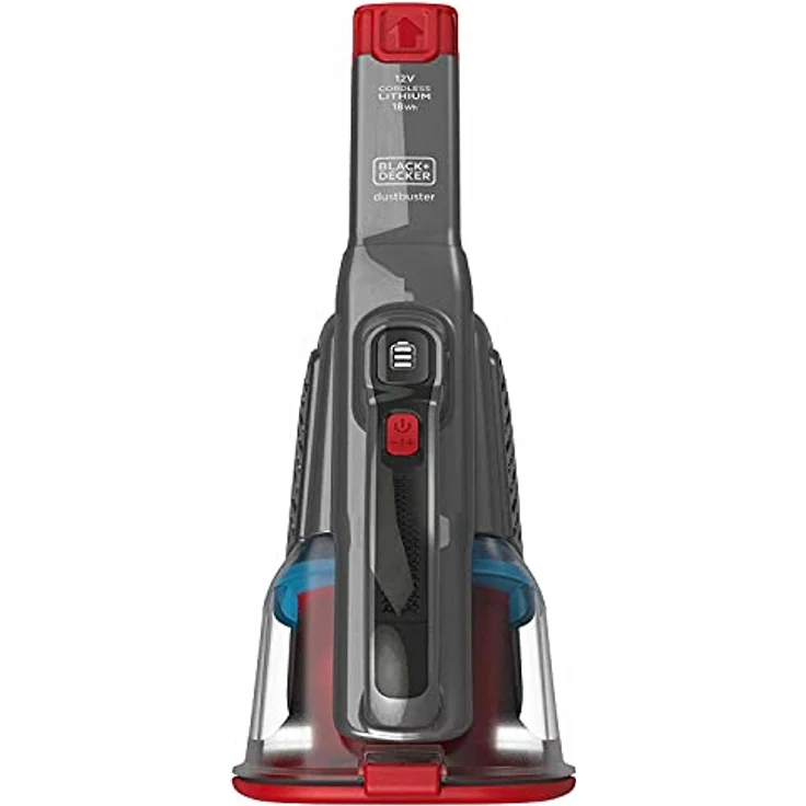 Black + Decker Lithium Dustbuster BHHV315J mit Cyclonic Action – 12V, 20AW Akku Handstaubsauger mit ausziehbarer Fugendüse & Ladekabel – Beutelloser, kabelloser Staubsauger – Titanium- Rot – Bild 4
