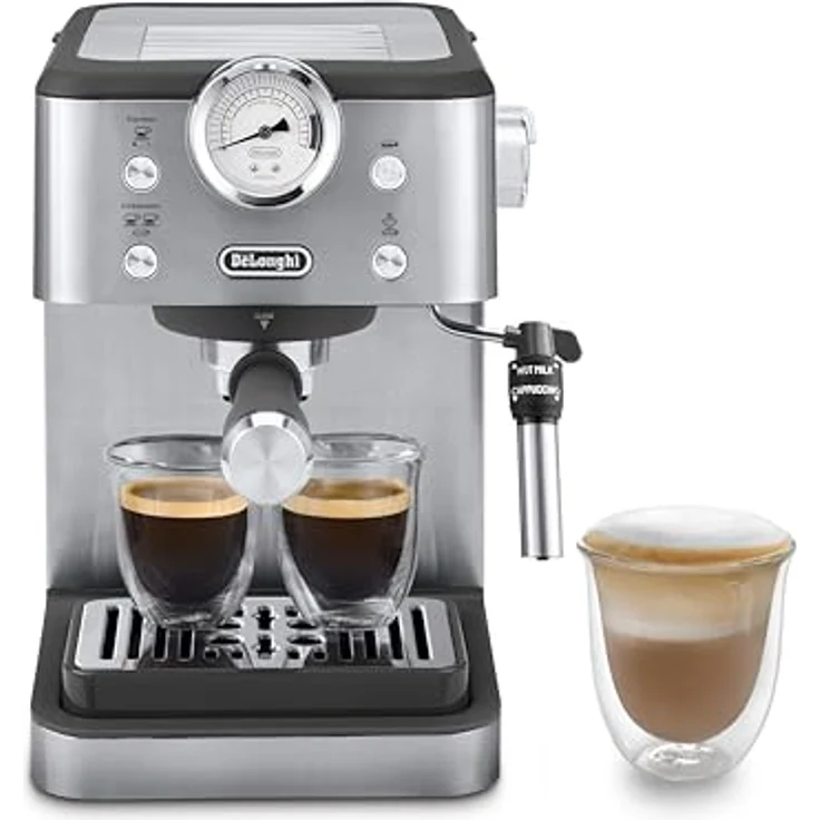 De'Longhi Linea Classic, Siebträgermaschine mit 15-bar Profipumpe, Thermoblock-Technologie und verstellbarem Milchaufschäumer, Schwarz – Bild 1