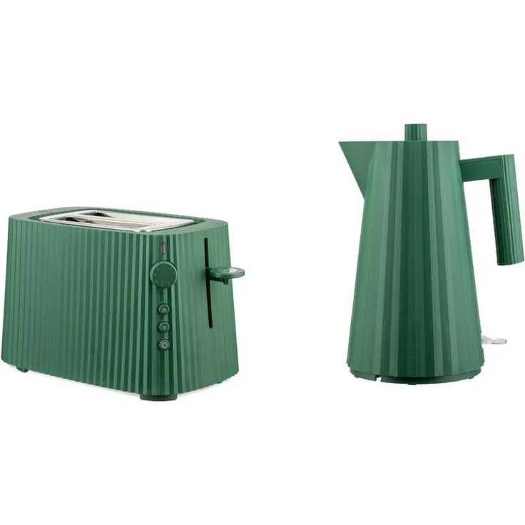 Alessi Wasserkocher Set Toaster + Wasserkocher Plissé - Farbwahl, Design: Michele De Lucchi, gefaltetes Design aus thermoplastisch geformtem Harz