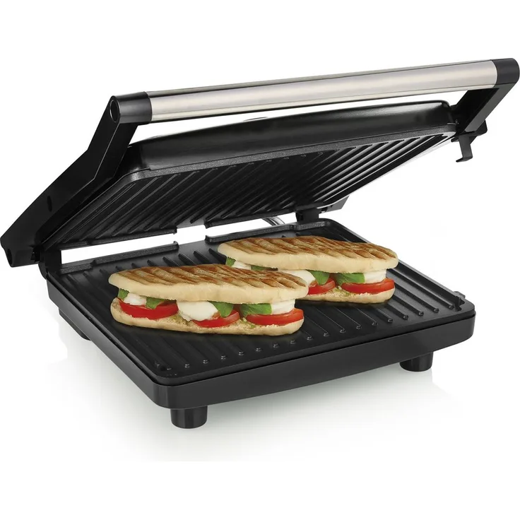 Tristar Kontaktgrill, 2000 W, Elektro Low fat Indoorgrill groß Panini Multigrill Snackmaker 30x26cm, Schwarz