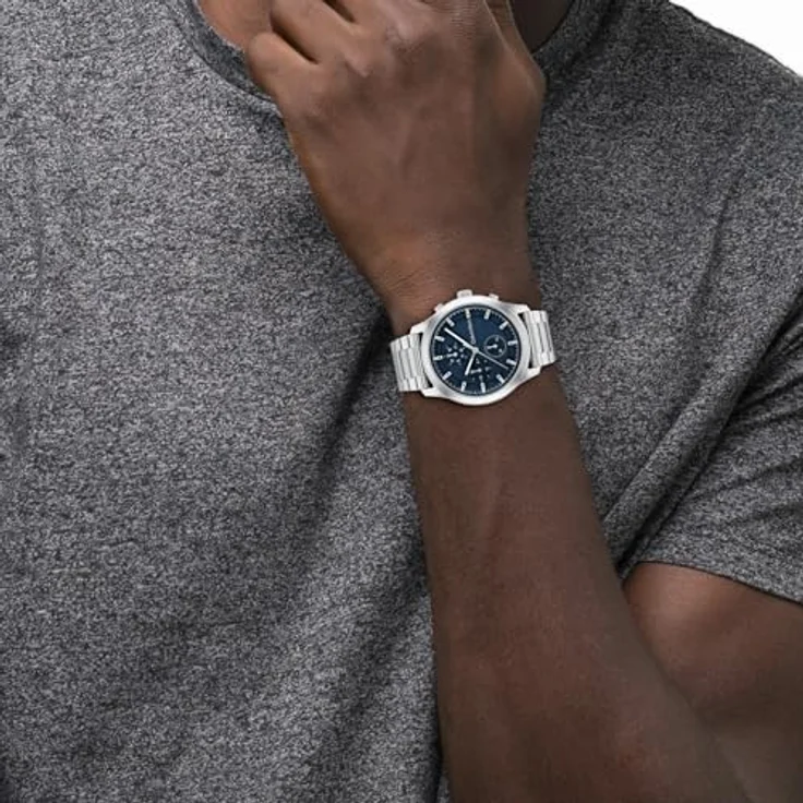 Calvin Klein Multi Zifferblatt Quarz Uhr für Herren Kollektion Ambition mit Silbernes Edelstahlarmband - 25200208, Gebürstetes blaues Zifferblatt – Bild 4