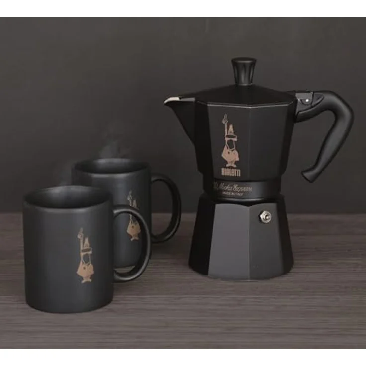 Bialetti MOKA Espressokocher Set schwarz 6Cups+2Mugs – Bild 6