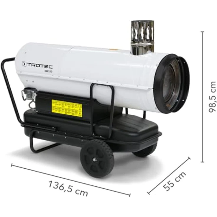 TROTEC Ölheizgebläse IDE 50 – Heizleistung 50 kW – Heizkanone Luftmenge 2000 m³/h – Dieselheizung – Bild 3