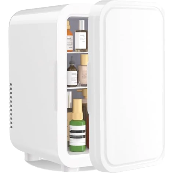 YASHE Mini-Kühlschrank 6 Liter, tragbarer thermoelektrischer Kühler für Schlafzimmer, Hautpflege und Getränke, weiß – Bild 1