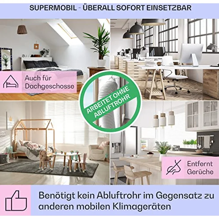 Klarstein Ventilatorkombigerät Skyscraper Ice Smart 4-in-1 Luftkühler & Ventilator WiFi 210m³-h Fernbedienung, Klimagerät ohne Abluftschlauch Klimaanlage mobil – Bild 5