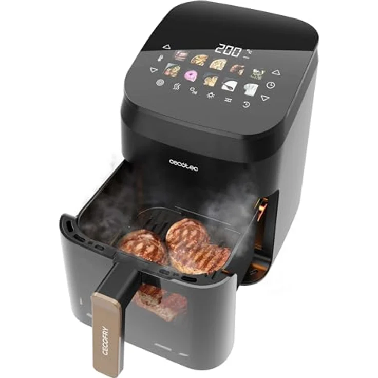 Cecotec Cecofry&Grill Smokin' 4500, Heißluftfritteuse ohne Öl mit 4,5L, 1900W, Temperaturregelung 40-200°C, integriertem Smoker und 10 Menüs – Bild 2