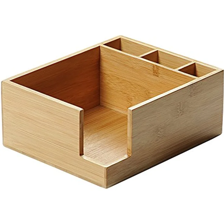 KESPER 70852 Serviettenspender-Besteckkasten 4-fach aus FSC-zertifiziertem Bambus/Besteckhalter/Box