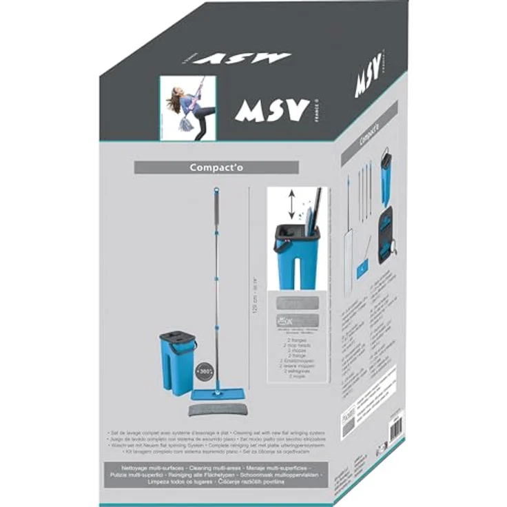 MSV Touchless Mop Selbstreinigungssystem Wischmopp inkl. Eimer 4 Liter Reinigung für alle Arten von Böden Fliesen Parkett Linoleum Laminat | Ersatzmop – Bild 11