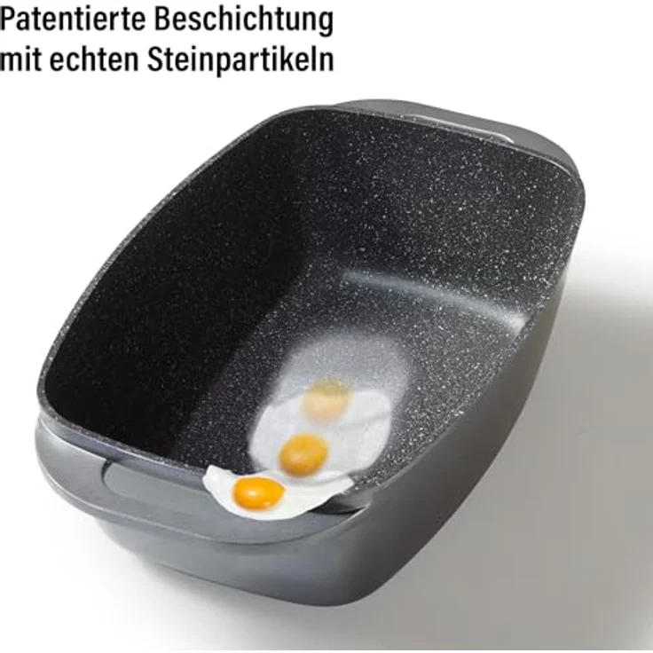 STONELINE XXL Bräter 43 x 26 cm, mit Aluguss-Deckel, induktionsgeeignet, Deckel als Auflaufform verwendbar – Bild 5