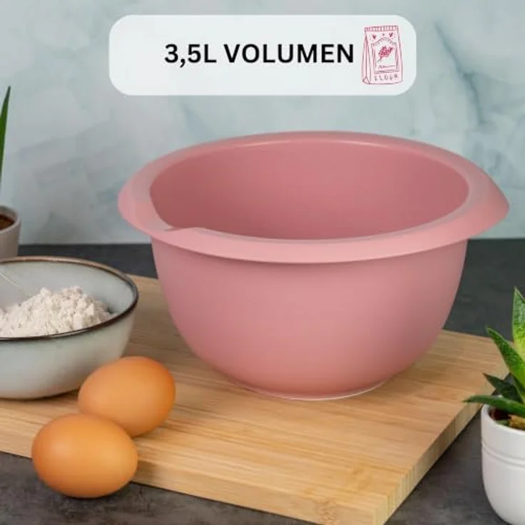 Westmark Rühr-/Backschüssel 3,5 l mit Ausgießer und Gummiring, Kunststoff, Rosa, 3154227P – Bild 5
