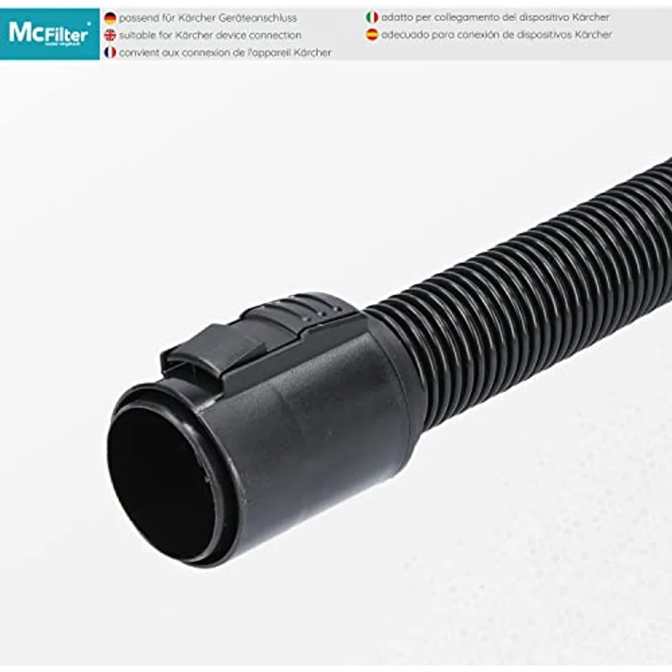 McFilter Saugschlauch für Kärcher Staubsauger, 2m Schwarz, inkl. Handgriff für Nass/Trockensauger - Preisvergleich – Bild 4