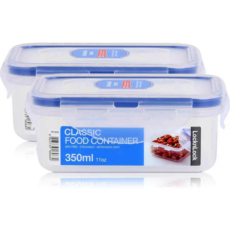 LocknLock Classic HPL806, Frischhaltedose 350ml, luft- und wasserdicht, 2er Pack