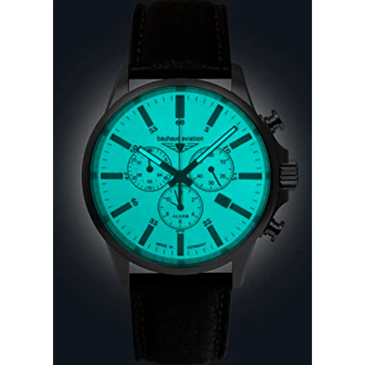 Bauhaus Fliegeruhr für Herren Titan/Dunkelbraun 2880-5, Swiss Made Quarz Chronograph mit Saphirglas – Bild 3