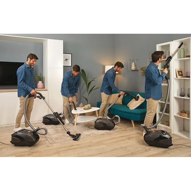 Hoover Bodenstaubsauger mit Beutel, Universal-Düse für alle Böden, extra leiser (66dBA) & kompakter Staubsauger mit automatischem Beutelentsorgungssystem, 10 m Reichweite, 850 W, blau [HE721PAF] – Bild 2
