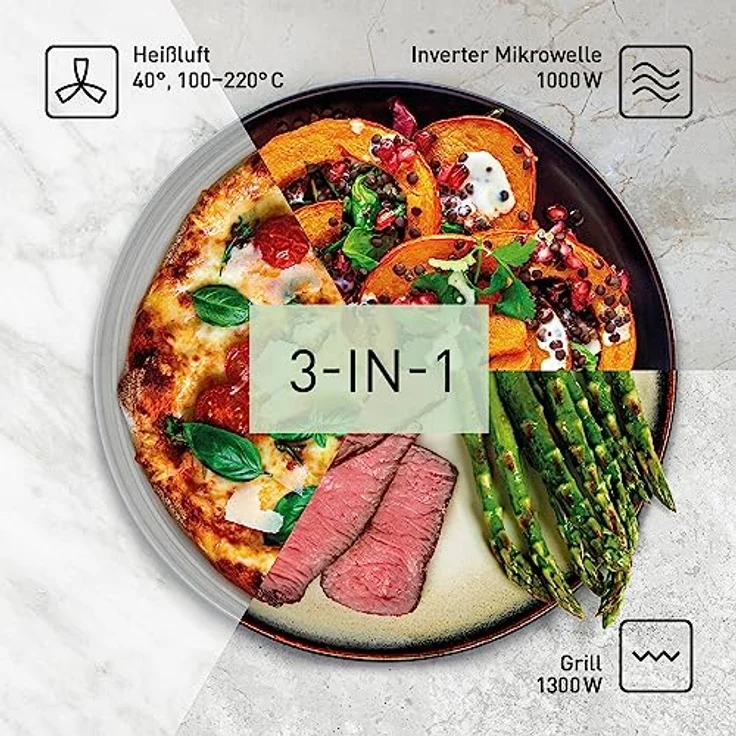 Panasonic NN-CD87 Kombi Mikrowelle mit Heißluft und Grill, Standgerät, 1000 Watt, Inverter Mikrowelle, 34 Liter Garraum, edelstahl – Bild 2