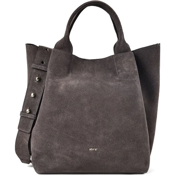 abro Essential Handtasche M, 100% Leder, grau, 30 cm x 18 cm x 28 cm