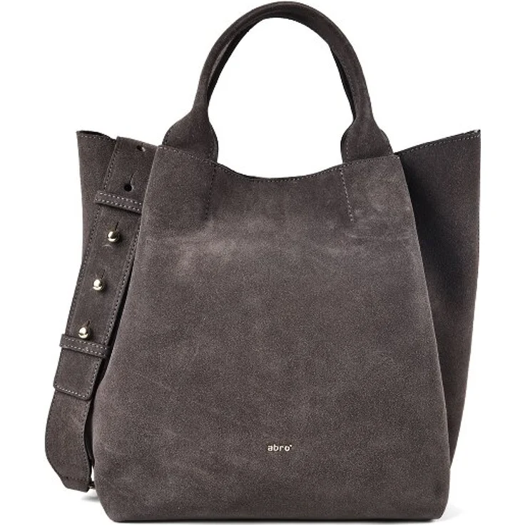 abro Essential Handtasche M, 100% Leder, grau, 30 cm x 18 cm x 28 cm