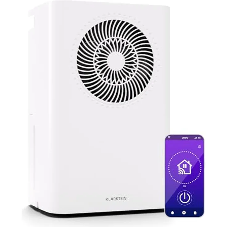 Klarstein CircleDry 16L Smart Luftentfeuchter, WLAN-App-Steuerung, Leise 38 dB, 24h Timer, Kontinuierliche Entwässerung, Tragbar für Wohn- & Büroräume bis 32 m²