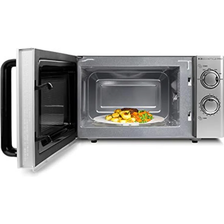 Caso M 20 Ecostyle Pro Mikrowelle, Standgerät, 20 Liter Garraum, 800 Watt, Drehteller 3311, Silber, Schwarz – Bild 2