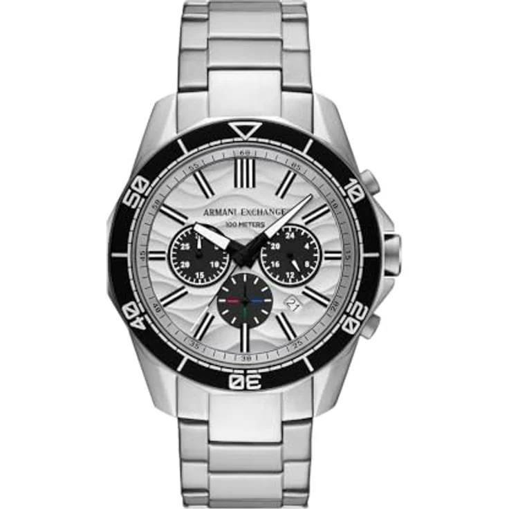 ARMANI EXCHANGE AX1969 Herren Analog Quarz Uhr, 44 mm Edelstahlgehäuse, silberfarbenes Zifferblatt, Edelstahlarmband, wasserdicht bis 100 m – Bild 1