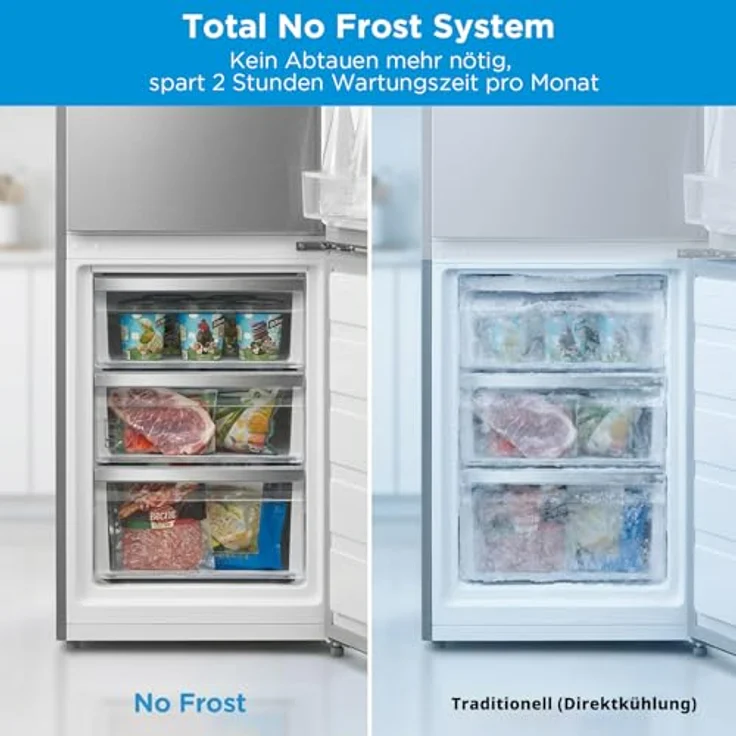Midea 270L Kühlschrank mit -24°C Gefrierfach, Total No Frost, 180 cm, 41 dB, All-Around Cooling, LED-Beleuchtung – Bild 3