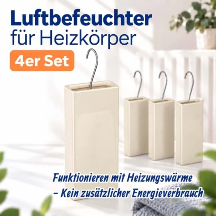 Relaxdays Luftbefeuchter Heizung 4er Set, Keramik Wasserverdunster für Heizkörper in Creme, inkl. Haken zum Aufhängen, geräuscharm und umweltfreundlich – Bild 4