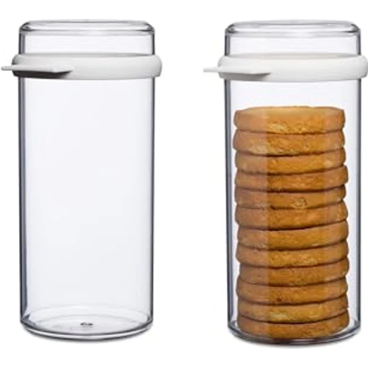 Mepal Zwiebackdose Stora Duo Pack, Luftdichte Aufbewahrungsbox mit 1900 ml Fassungsvermögen, Transparent & White – Bild 1