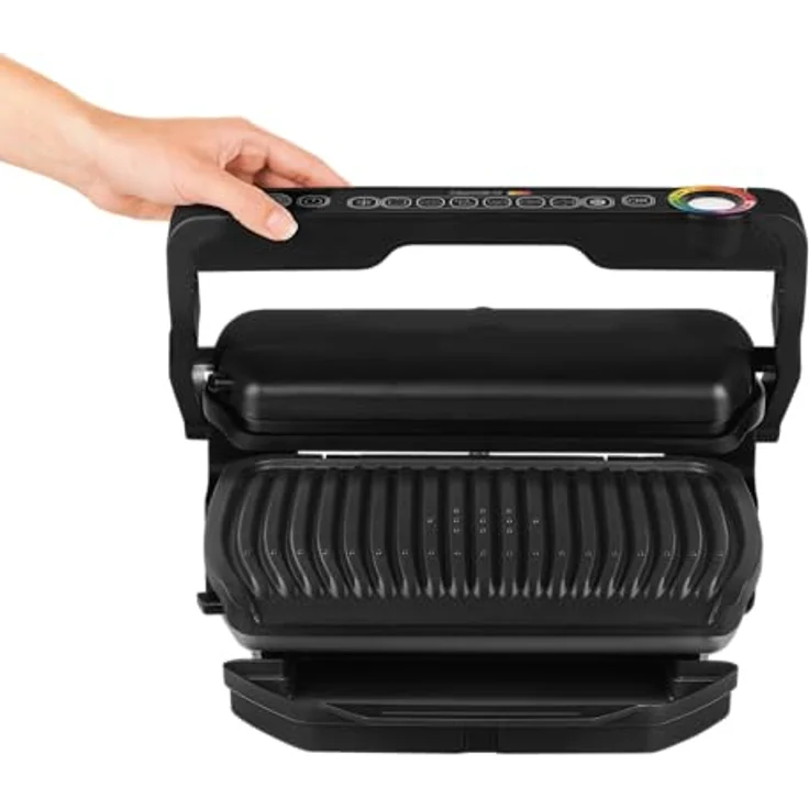 Tefal GC7058 OptiGrill Kontaktgrill, antihaftbeschichtet, 2000 Watt, 6 automatische Programmefläche 30 x 20 cm, Warmhaltefunktion, schwarz – Bild 2