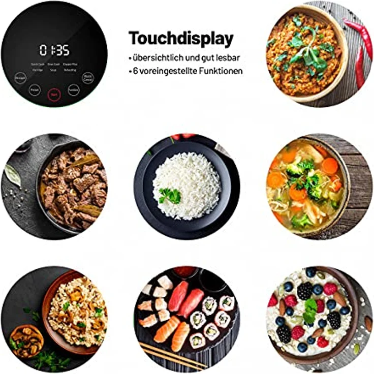 Lauben Low Sugar Reiskocher Rice Cooker mit Low-Sugar-Funktion, Fassungsvermögen 1,5l, verzögerter Start, Warmhalten, Innenbehälter spülmaschinengeeignet, Antihaftbeschichtung (White) – Bild 5