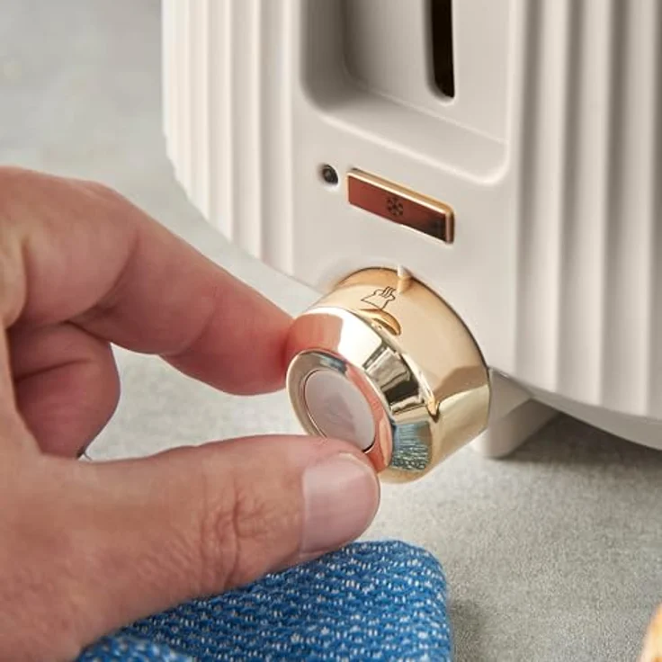 Russell Hobbs Brontë Stone Toaster, für 2 Scheiben mit 6 Bräunungsstufen, Mattes Finish, Goldakzente, Lift & Look, Auftaufunktion, Aufwärmfunktion, Brötchenaufsatz, 26761-56 – Bild 5