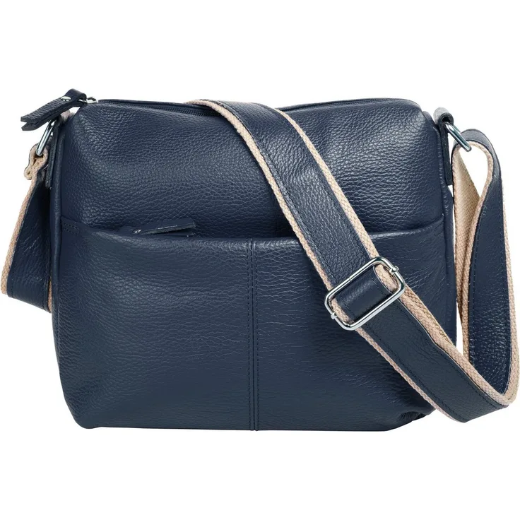 Samantha Look Umhängetasche, echt Leder, Made in Italy, Casual-Optik, 100% Rindleder, Höhe 24 cm x Breite 26 cm x Tiefe 5 cm, Smartphonefach bis zu 5 Zoll, verstellbarer Schultergurt