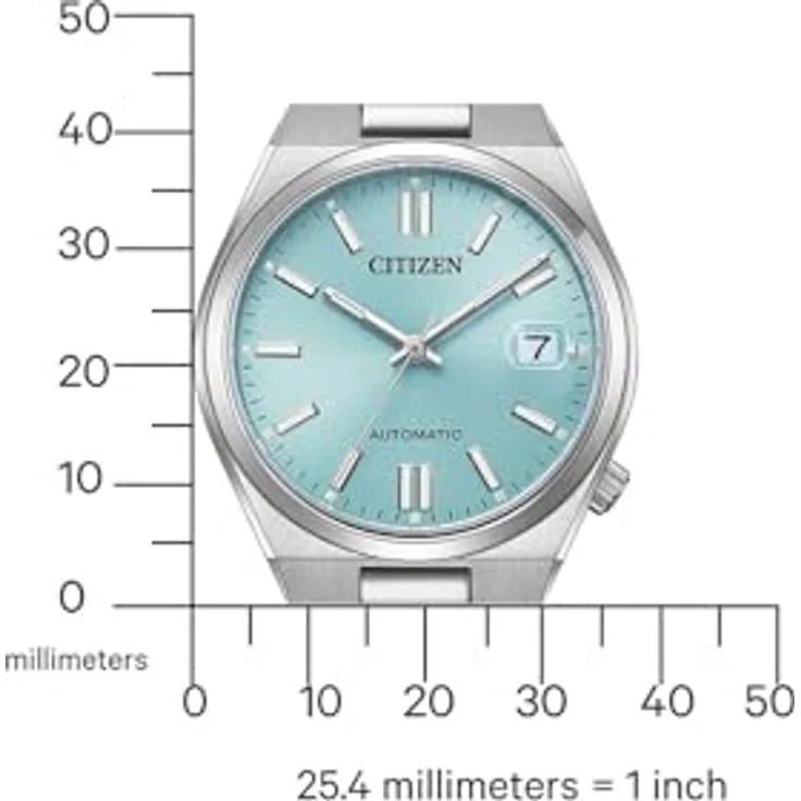CITIZEN Damenuhr Automatik mit Edelstahl Gliederband 37 MM Saphirglas Datum Eisblau NJ0200-50L – Bild 3