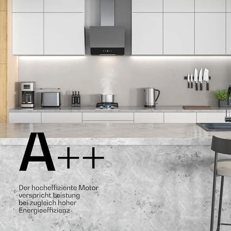 Klarstein Verosteel Dunstabzugshaube 45 cm, Kopffreihaube mit 624 m³/h, A++ Energieeffizienz, Touch-Bedienung, LED-Beleuchtung, Edelstahl & Glas, spülmaschinenfester Filter – Bild 5