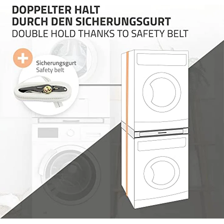 ML-Design Zwischenbaurahmen mit Wäscheleine, Stahl 60,5x54,5cm Weiß, Trocknersäule mit ausziehbarer Handtuchhalter – Bild 5