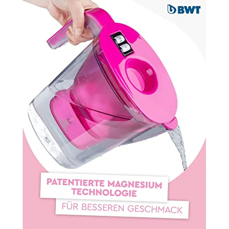 BWT Wasserfilter Vida Rosa 2,6L | Filter mit 1 Magnesium Filterkartusche | Wasserfilter Trinkwasser | Für Speisen & Getränke | Filtert Kalk, Chlor, Blei & Kupfer – Bild 3